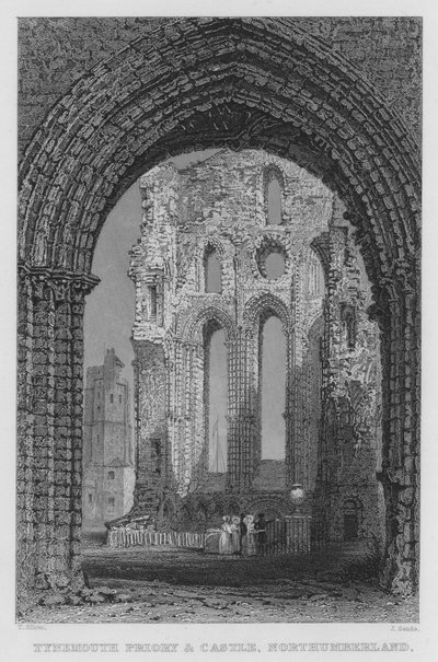 Tynemouth Priory and Castle, Northumberland by Thomas (after) Allom