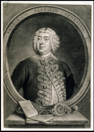Francesco Bernardi Senesino, engraved by Alexander van Haecken by Thomas (after) Hudson