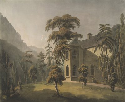 This view in the Vale of Llangollen, Plas Newydd with the Library window overlooking the garden by Thomas (after) Walmsley