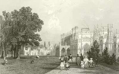 West Front of Eaton Hall, Cheshire by Thomas Allom
