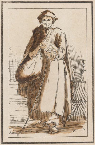 Forty Lithographic Impressions from Drawings of Landscape Scenery by Thomas Barker, Selected from His Studies of Rustic Figures after Nature: Old Woman in Cloak with Clasped Hands by Thomas Barker