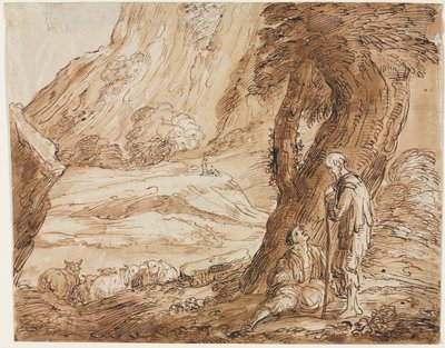 Landscape with Sheep and Two Shepherds by Thomas Barker