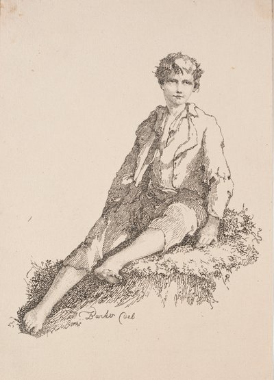 Specimens of Polyautography: Boy Seated on a Grassy Bank by Thomas Barker