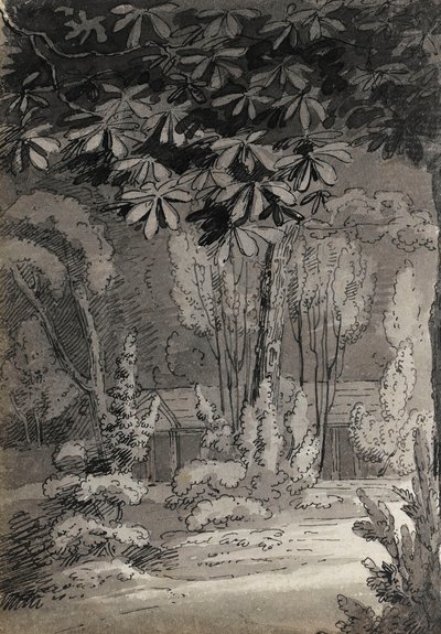 A View Through Trees Towards a Single-storey Building by Thomas Baxter