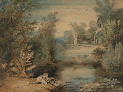 My Father Feeding Ducks, Drawn by His Father by Thomas Baxter