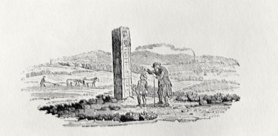 Man and a Boy by a Monument from 