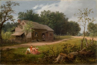 Cabin with Children Playing 1834 by Thomas Birch