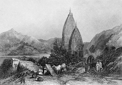 Hindu Temples of Mahadeo in the Sivalic Mountains, India, Engraved by E. Finden, from 