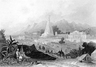 The Great Temple, Hurdwar, with Procession of Hindu Pilgrims (engraved by W. Finden, from 