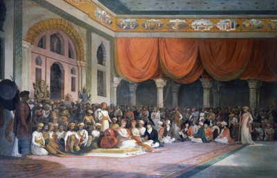 Charles Warre Malet concluding treaty with Peshwa of Maratha Empire in 1790 in Durbar by Thomas Daniell