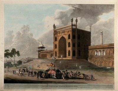Eastern Gate of the Jummah Musjid at Delhi by Thomas Daniell