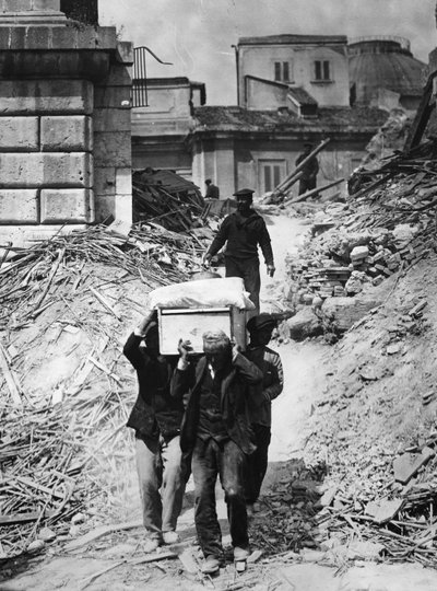 Recovering bodies four months after the earthquake in Messina, 1909 by Thomas E. and Horace Grant Grant