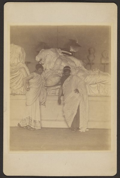 Two Male Students in Grecian Costume Before a Plaster Cast of the Three Fates from the Elgin Marbles by Thomas Eakins