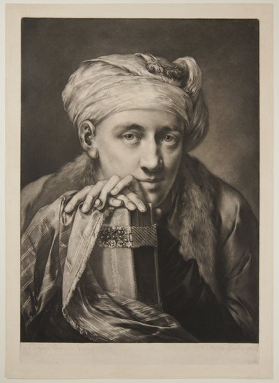 Man Wearing a Turban and Leaning on a Book by Thomas Frye