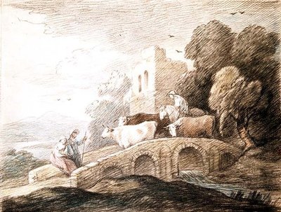 A Bridge with Cattle Passing Over by Thomas Gainsborough