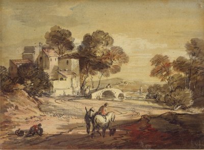 Italianate Landscape with Travellers on a Winding Road by Thomas Gainsborough