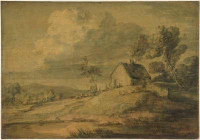 Wooded Landscape with Cottage, Cows and Sheep by Thomas Gainsborough