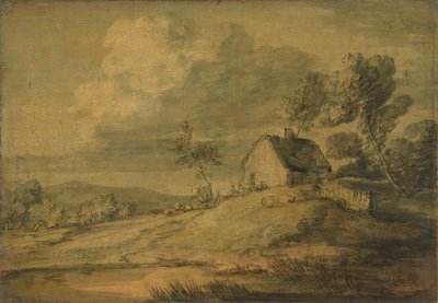 Wooded Landscape with Cottage, Cows and Sheep by Thomas Gainsborough
