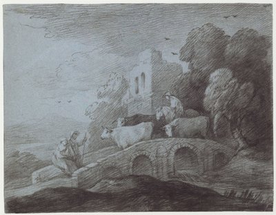 Wooded Landscape with Herdsman Driving Cattle by Thomas Gainsborough