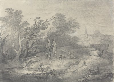 Woods Near a Village with Rabbit Catchers and Their Greyhounds by Thomas Gainsborough