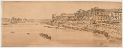 A Selection of Twenty of the Most Picturesque Views in Paris: View of the Louvre and Bridge of the Tuilleries taken from Pont Neuf by Thomas Girtin