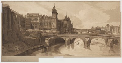 Selection of Twenty of the Most Picturesque Views in Paris: View of Pont au Change, 1802 by Thomas Girtin