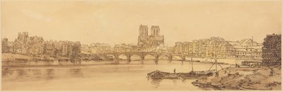 View of Pont de la Tournelle and Notre Dame Taken from the Arsenal: Plate 11 by Thomas Girtin