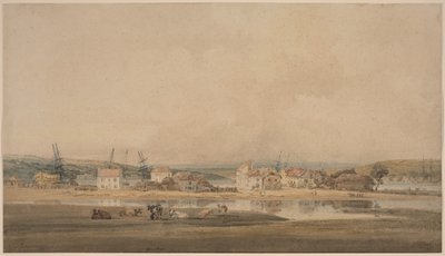 Village along a River Estuary in Devon by Thomas Girtin