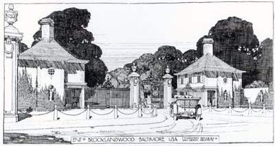 Entrance to Brooklandwood, Baltimore, USA, from Thomas Mawson