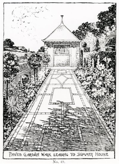 Paved Garden Walk Leading to Summer House, from Thomas Mawson