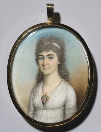 Portrait of a Woman Wearing a Miniature, c. 1780 by Thomas Hazlehurst