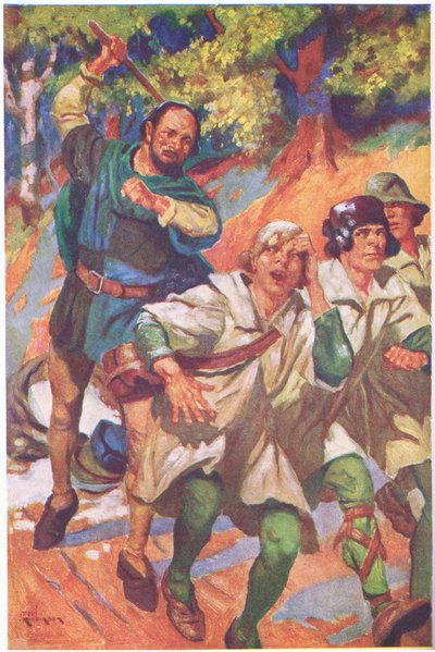 He drove the three before him, their cries drowned by his laughter by Thomas Heath Robinson
