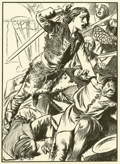 Hereward and His Men Attack the Normans by Thomas Heath Robinson