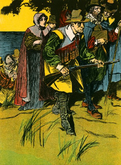 The Pilgrim Fathers Entering the New World by Thomas Heath Robinson