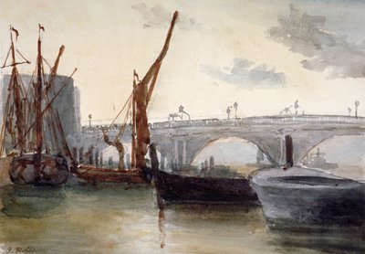 View of Blackfriars Bridge, with Boats in the Foreground, London, c1835 by Thomas Hollis