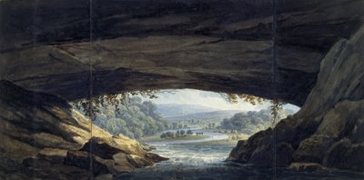 Interior of the cave at Porth yr Ogof by Thomas Hornor