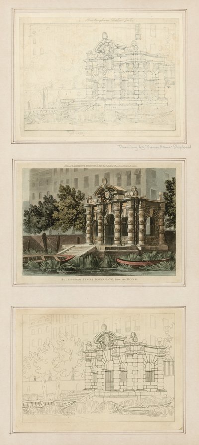 Buckingham Stairs Water Gate, from the River by Thomas Hosmer Shepherd