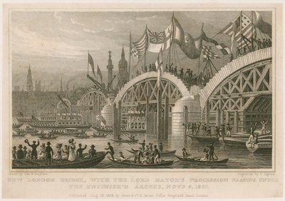 Construction of New London Bridge by Thomas Hosmer Shepherd
