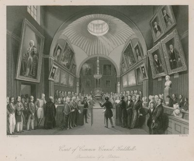 Court of Common Council, Guildhall, London; Presentation of a petition by Thomas Hosmer Shepherd