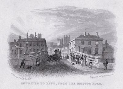 Entrance to Bath, from the Bristol Road by Thomas Hosmer Shepherd