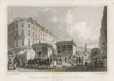 Fleet Market from Holborn Bridge by Thomas Hosmer Shepherd