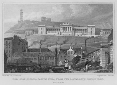 New High School, Calton Hill, from the Canon-Gate Church Yard, Edinburgh by Thomas Hosmer Shepherd