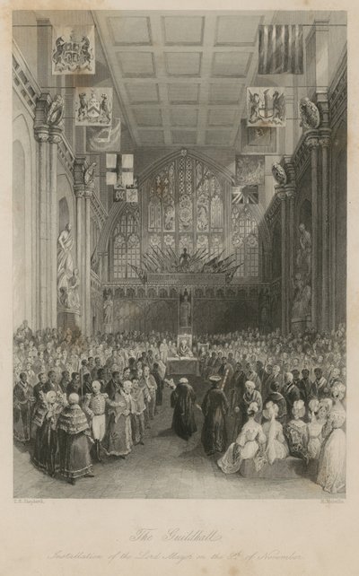 The Guildhall: Installation of the Lord Mayor on the 8th of November by Thomas Hosmer Shepherd