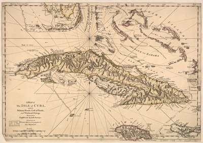 Map of Cuba, Bahama Islands, Gulf of Florida, and Windward Passage by Thomas Jefferys