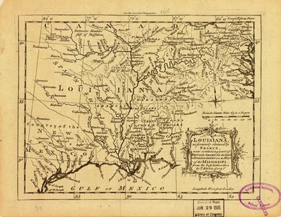 Louisiana, as Formerly Claimed by France, Now Containing Part of British America to the East & Spanish America to the West of the Mississippi by Thomas Kitchin