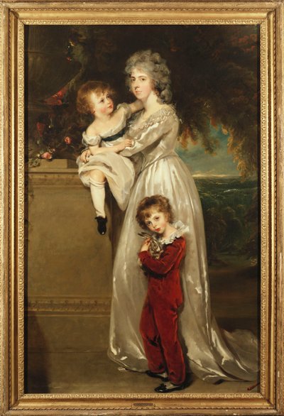 Portrait of Mrs. Annesley Standing Full Length, in a White Dress with Her Two Children by Thomas Lawrence