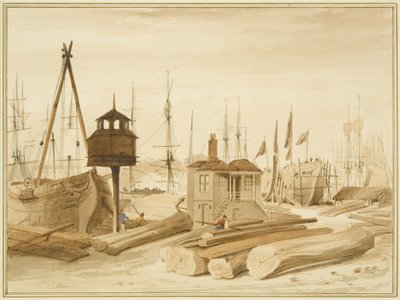 Eastern Wapping Dock, with the launch of the barque 
