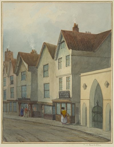 Temple Street showing Gateway to Temple Church by Thomas Leeson the Elder Rowbotham
