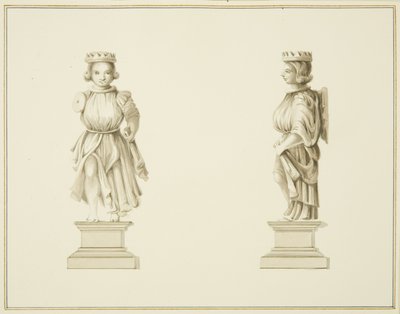Two Views of a Carved Wooden Figure in the Vestry Room of St John