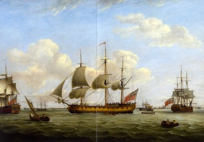 HMS Maria Anna-Earl of Chatham-Achilles by Thomas Luny